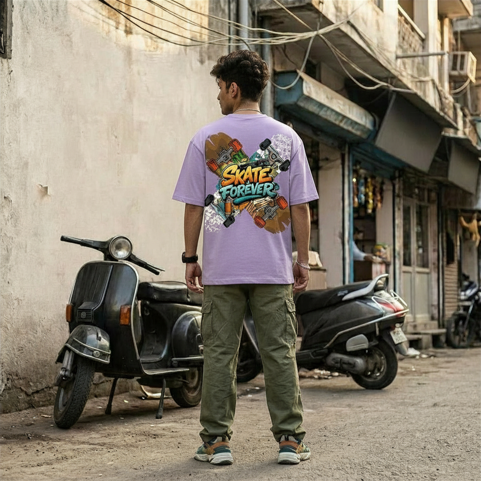 StreetSmith Summer Vibe Oversized T-Shirt Streetwear Outfits Men Iris Lavendar | StreetSmith
