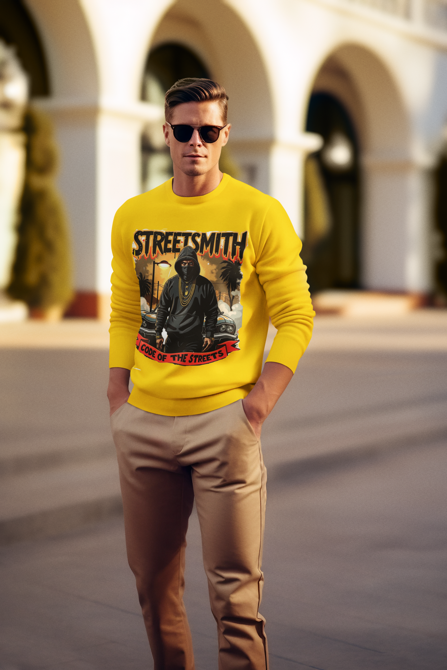 StreetSmith's Full Sleeve Round Neck SweatShirt Yellow