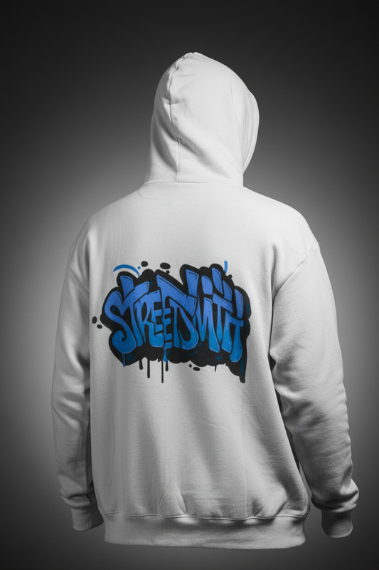 Designer Hoodie White – Back Studio Shot