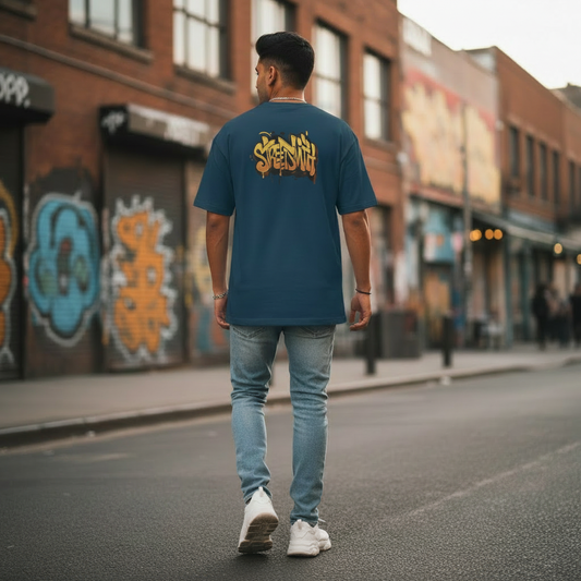 Oversized Navy Blue T-Shirt Streetwear Outfits Men | Half Sleeve | StreetSmith