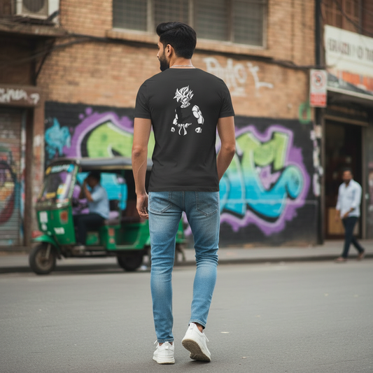 StreetSmith's Round Neck Half Sleeve T-Shirt Black Streetwear Outfits Men | StreetSmith