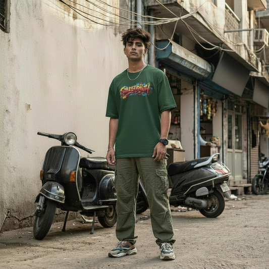 StreetSmith Summer Vibe Oversized T-Shirt Streetwear Outfits Men Bottle Green | StreetSmith