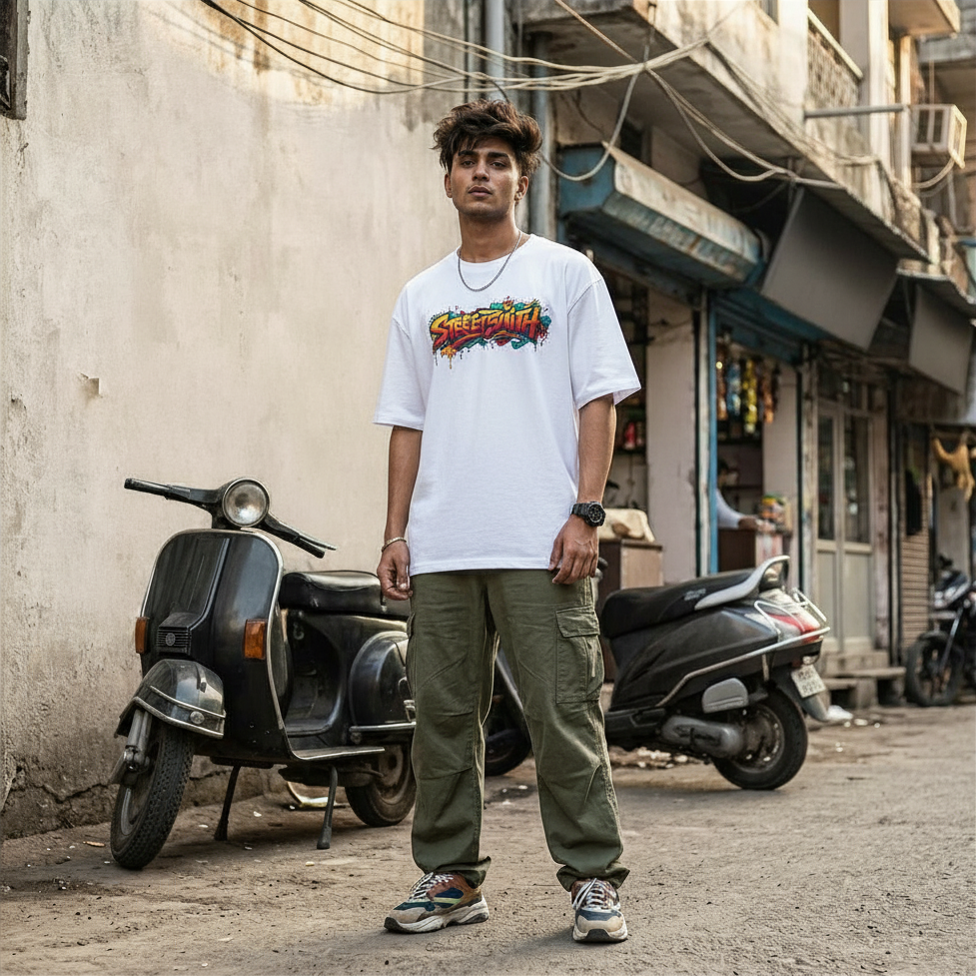 StreetSmith Summer Vibe Oversized T-Shirt Streetwear Outfits Men white | StreetSmith