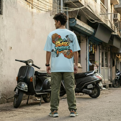 StreetSmith Summer Vibe Oversized T-Shirt Streetwear Outfits Men Baby Blue | StreetSmith