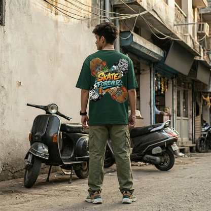 StreetSmith Summer Vibe Oversized T-Shirt Streetwear Outfits Men Bottle Green | StreetSmith