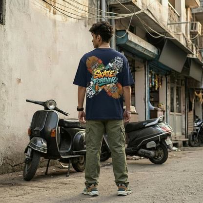 StreetSmith Summer Vibe Oversized T-Shirt Streetwear Outfits Men Navy Blue | StreetSmith