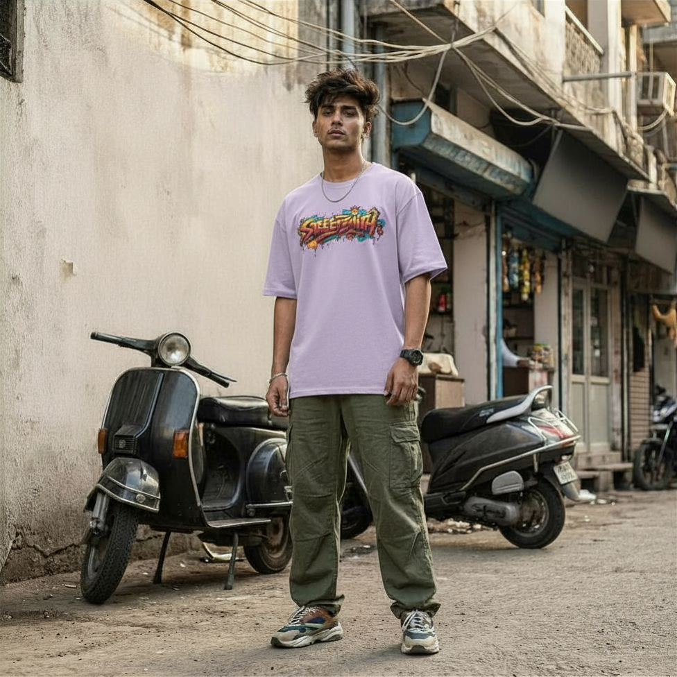 StreetSmith Summer Vibe Oversized T-Shirt Streetwear Outfits Men Iris Lavendar | StreetSmith