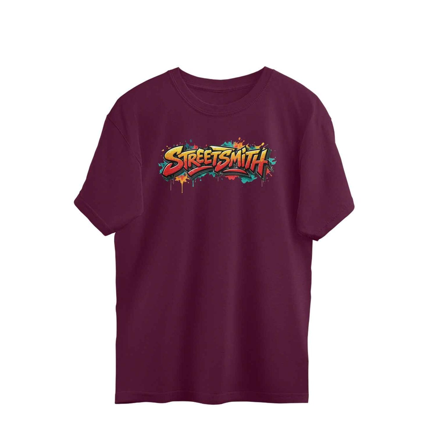 StreetSmith Summer Vibe Oversized T-Shirt for Men Burgundy