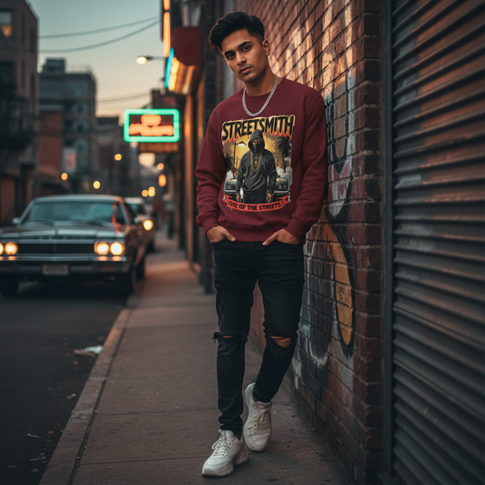 StreetSmith's Full Sleeve Round Neck SweatShirt Maroon | Streetwear Outfits Men | StreetSmith