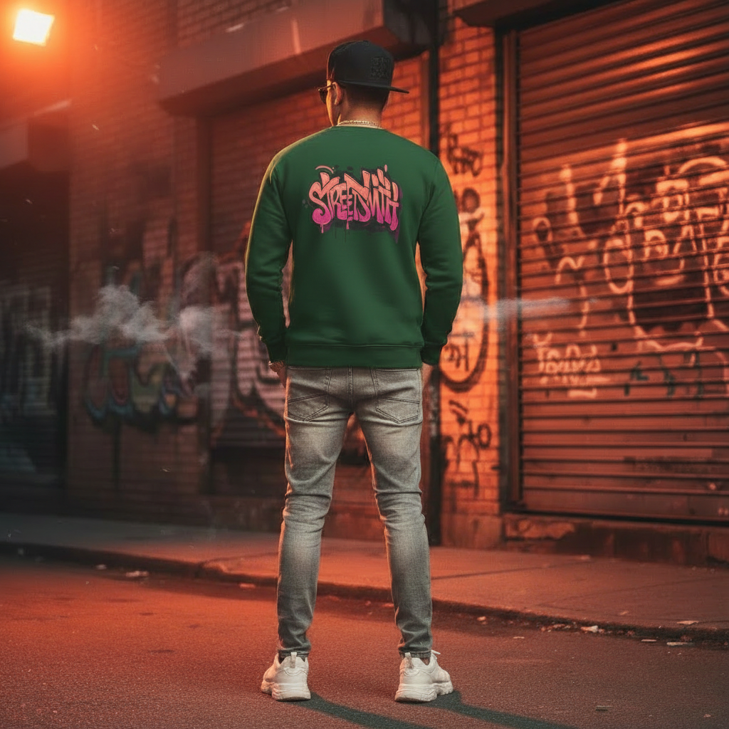 StreetSmith's Full Sleeve Round Neck SweatShirt Green | Streetwear Outfits Men | StreetSmith
