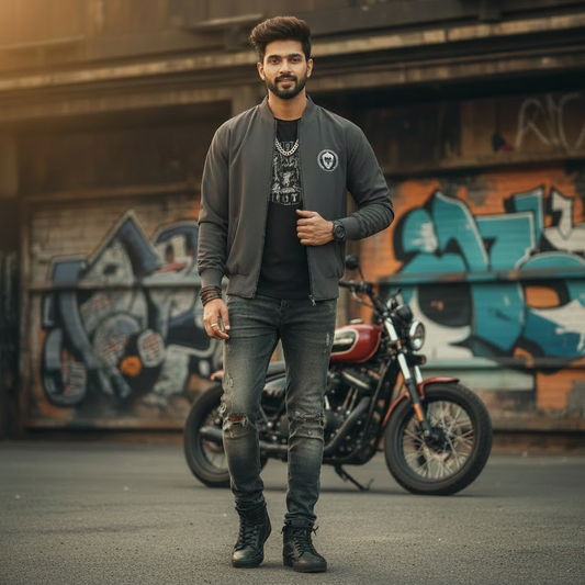 StreetSmith's Grey Bomber jacket | Streetwear Outfits Men | StreetSmith