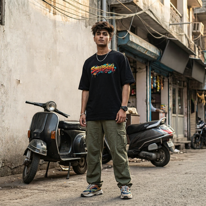StreetSmith Summer Vibe Oversized T-Shirt Streetwear Outfits Men Black | StreetSmith
