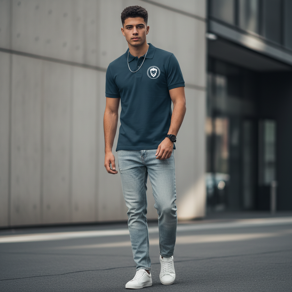 Navy Blue Polo T-Shirt Streetwear Outfits Men - Half Sleeve Premium Cotton