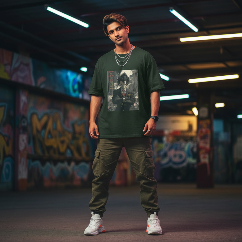 Oversized Bottle Green T-Shirt Streetwear Outfits Men | Half Sleeve | StreetSmith
