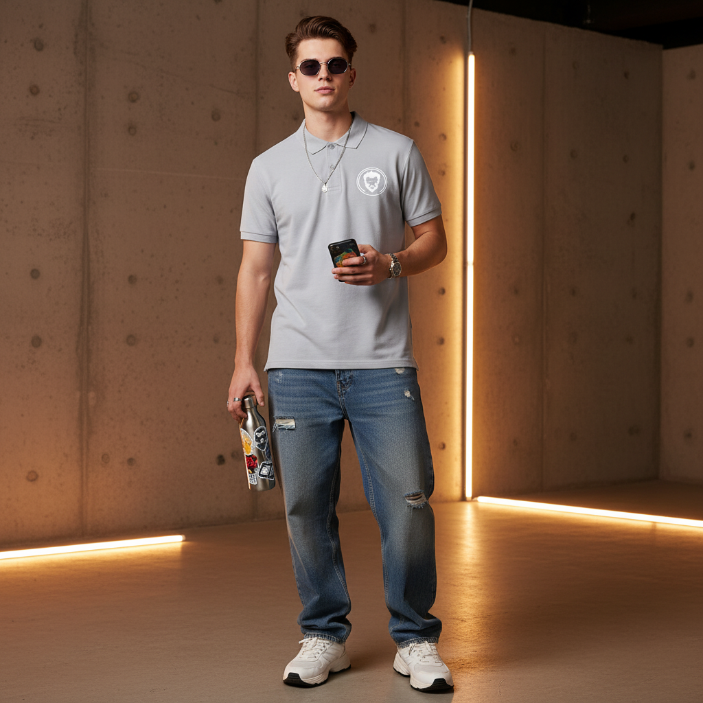 Melange Grey Polo T-Shirt - Streetsmith Streetwear Outfits Men - Half Sleeve Premium Cotton