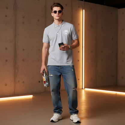 Melange Grey Polo T-Shirt - Streetsmith Streetwear Outfits Men - Half Sleeve Premium Cotton