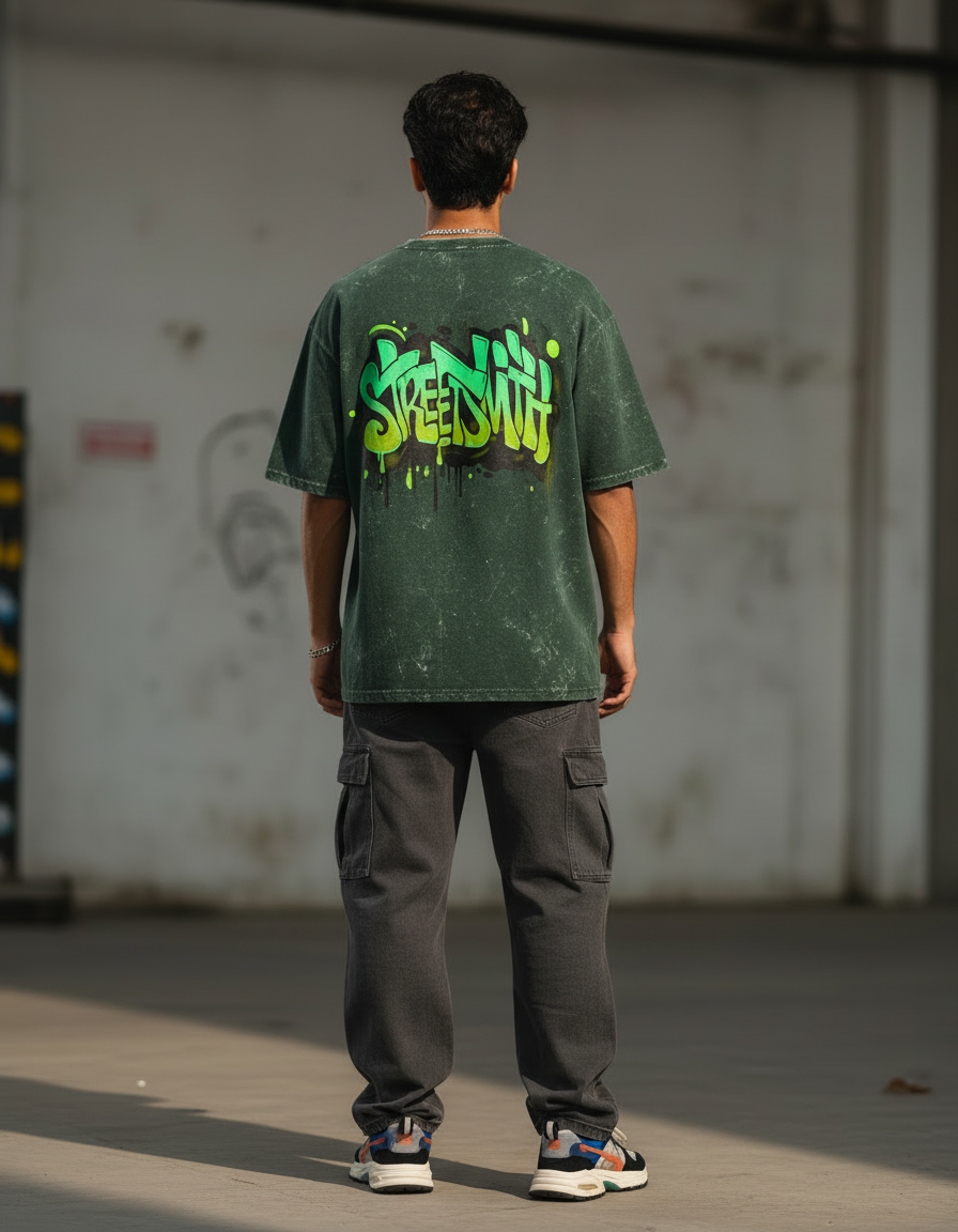 Acid Washed Oversized T-Shirt for Men - Streetwear Outfits Men Need for Structure & Comfort