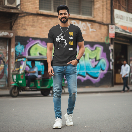 StreetSmith's Round Neck Half Sleeve T-Shirt Black Streetwear Outfits Men | StreetSmith