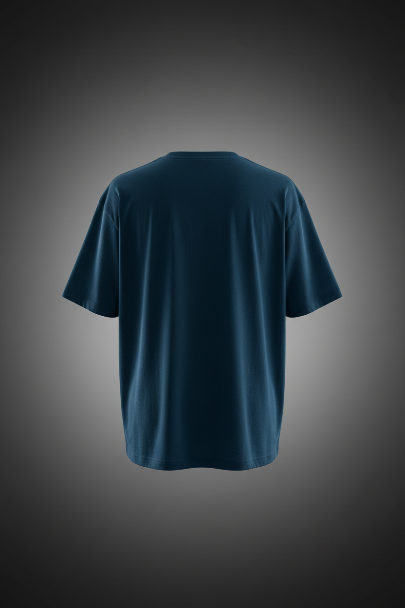 Navy Blue Oversized Tee – Back View Studio Shot