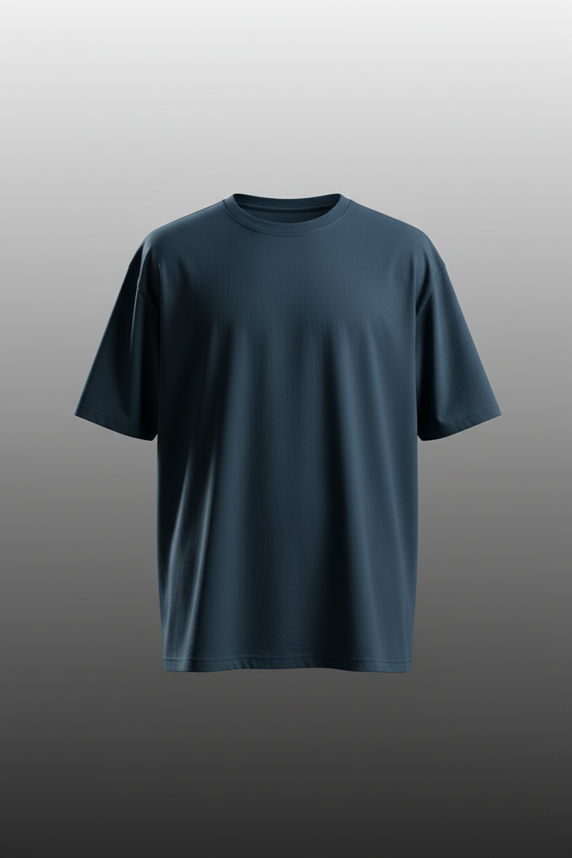 Navy Blue Oversized Tee – Ghost Mannequin Studio Shot