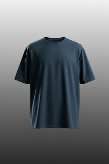 Navy Blue Oversized Tee – Ghost Mannequin Studio Shot